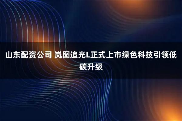 山东配资公司 岚图追光L正式上市绿色科技引领低碳升级