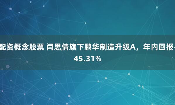 配资概念股票 闫思倩旗下鹏华制造升级A，年内回报-45.31%